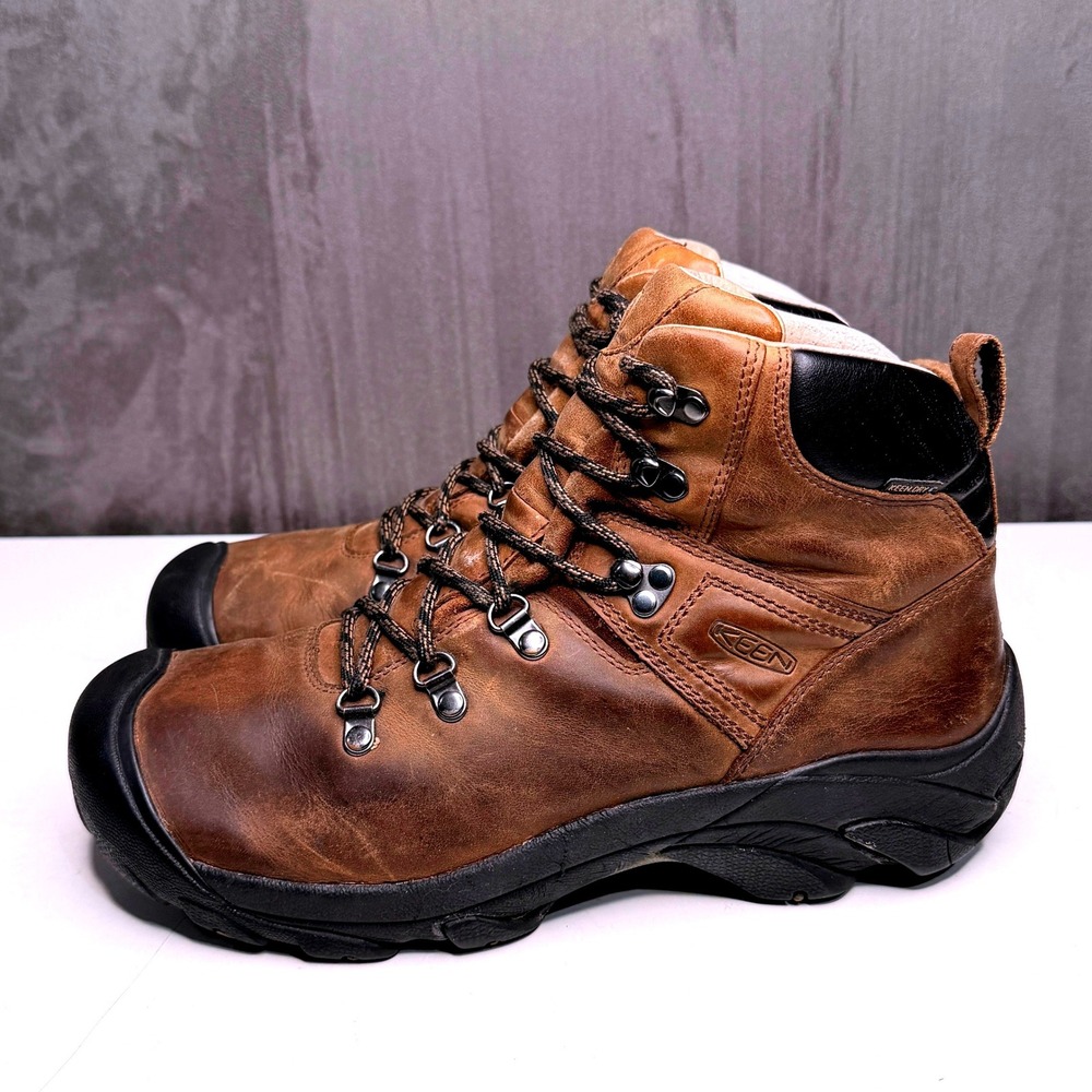 Keen Pyrenees Hiking Boots Mens 11 Brown Leather Waterproof Lace Up Outdoor - Picture 2 of 10